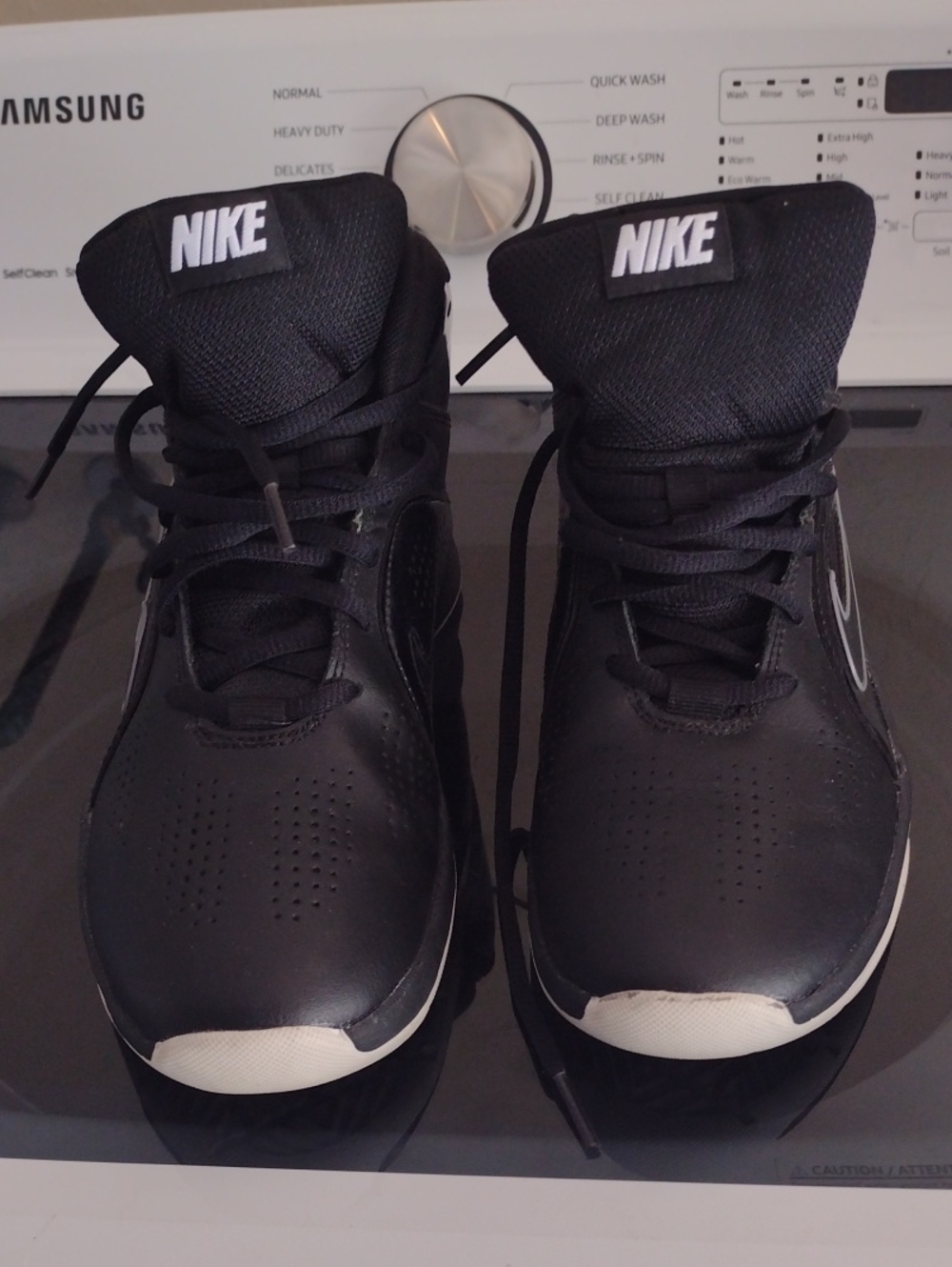 Nike Kids’s Black Athletic Basketball Shoes with White Accents